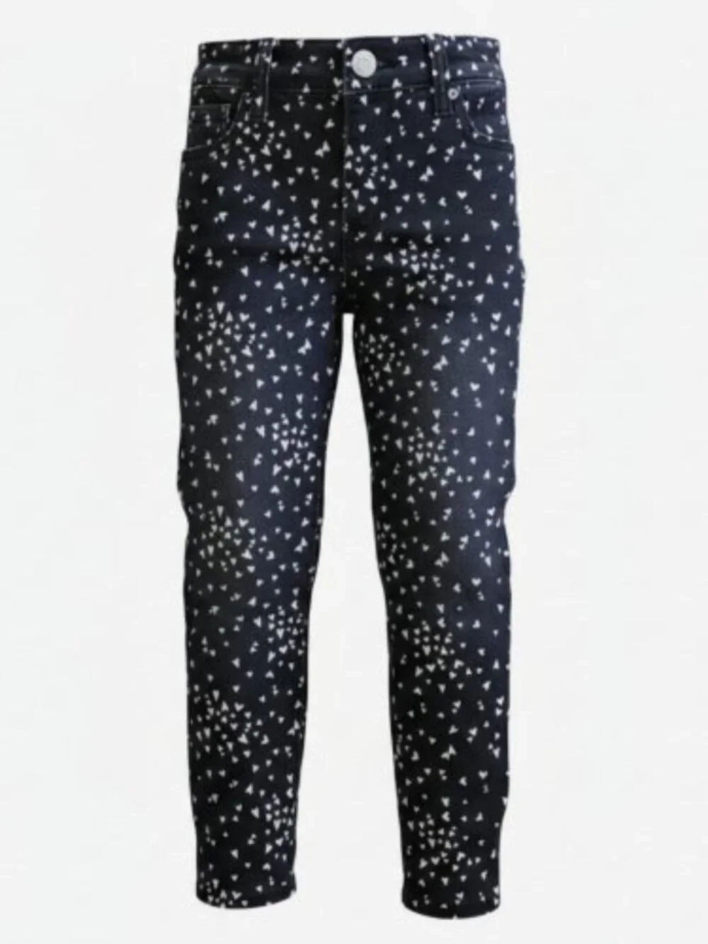 OLD NAVY Black Heart Print Stretch Ballerina Jeans Girls Size 5 Adjustable Waist